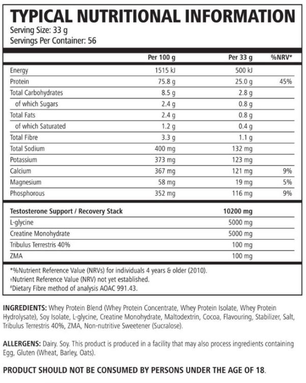 TNT Mercury Anabolic Super Whey Chocolate Cream - (1,85kgs) - Image 2