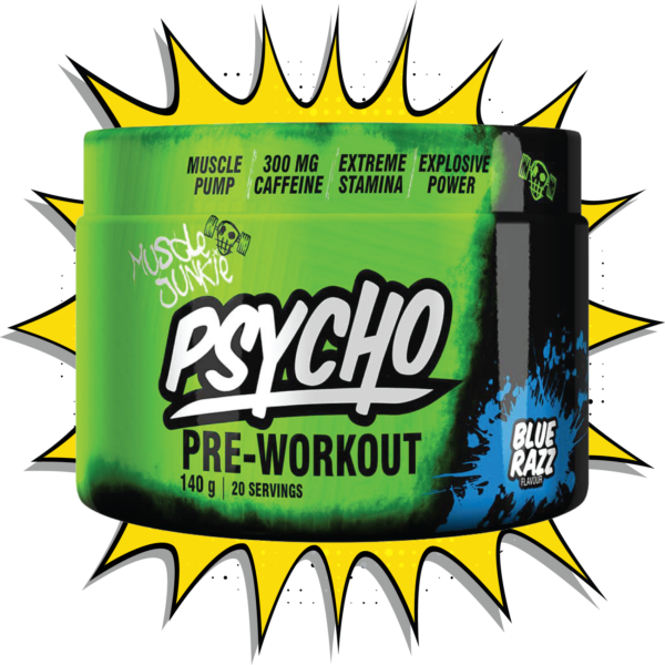 Muscle Junkie Psycho Pre-Workout Blue Razz - (140g)