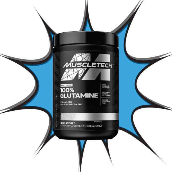 MuscleTech Platinum 100% Glutamine supplement for post-workout muscle recovery
