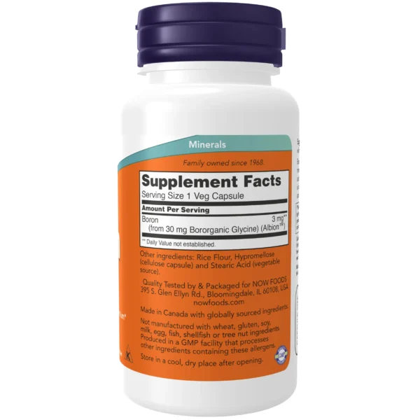 NOW Foods Boron 3 mg - (100 Veg Capsules) - Image 2