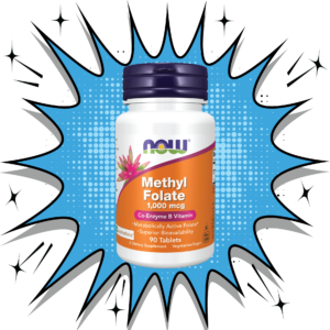 NOW Methyl Folate 1,000 mcg active folate supplement for superior bioavailability