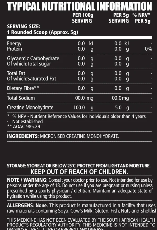 NPL Creatine Monohydrate Unflavoured - (500g) - Image 2