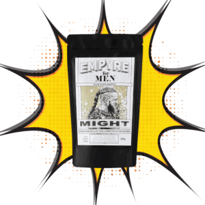 EMPYRE for MEN MIGHT Collagen booster pouch with Norse warrior illustration