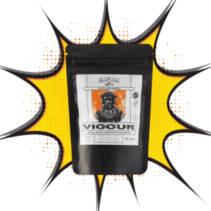 EMPYRE for MEN VIGOUR Cordyceps capsules in black pouch with warrior illustration
