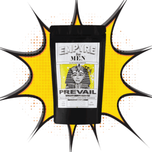 EMPYRE for MEN PREVAIL Lion’s Mane capsules in black pouch with Pharaoh illustration – 270 coun