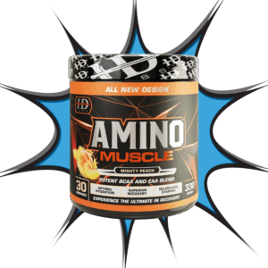 HD Labs Amino Muscle – Mighty Peach BCAA and EAA supplement for muscle recovery, hydration, and performanc