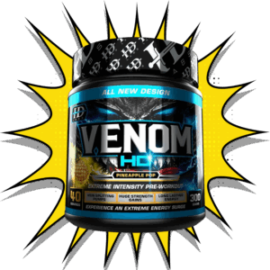 HD Labs Venom HD Pineapple Pop pre-workout – high-stimulant energy and pump supplement with 300g formula